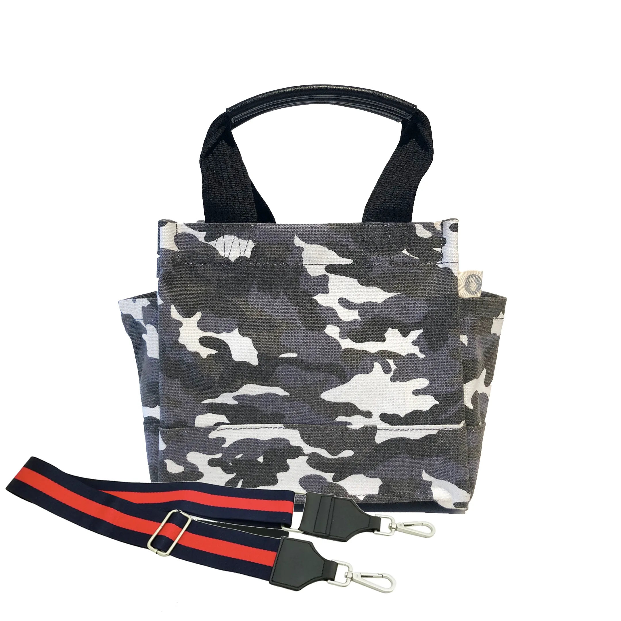 Mini Luxe North South Bag: Grey Camouflage