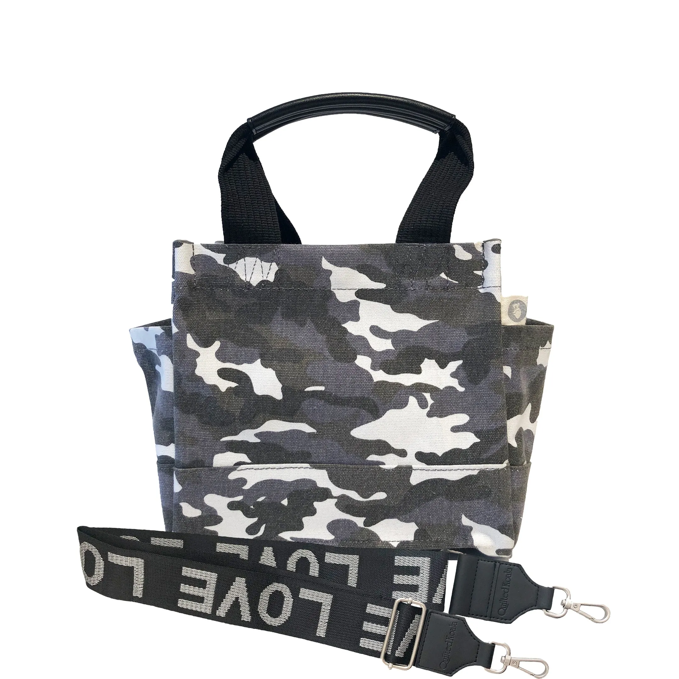 Mini Luxe North South Bag: Grey Camouflage