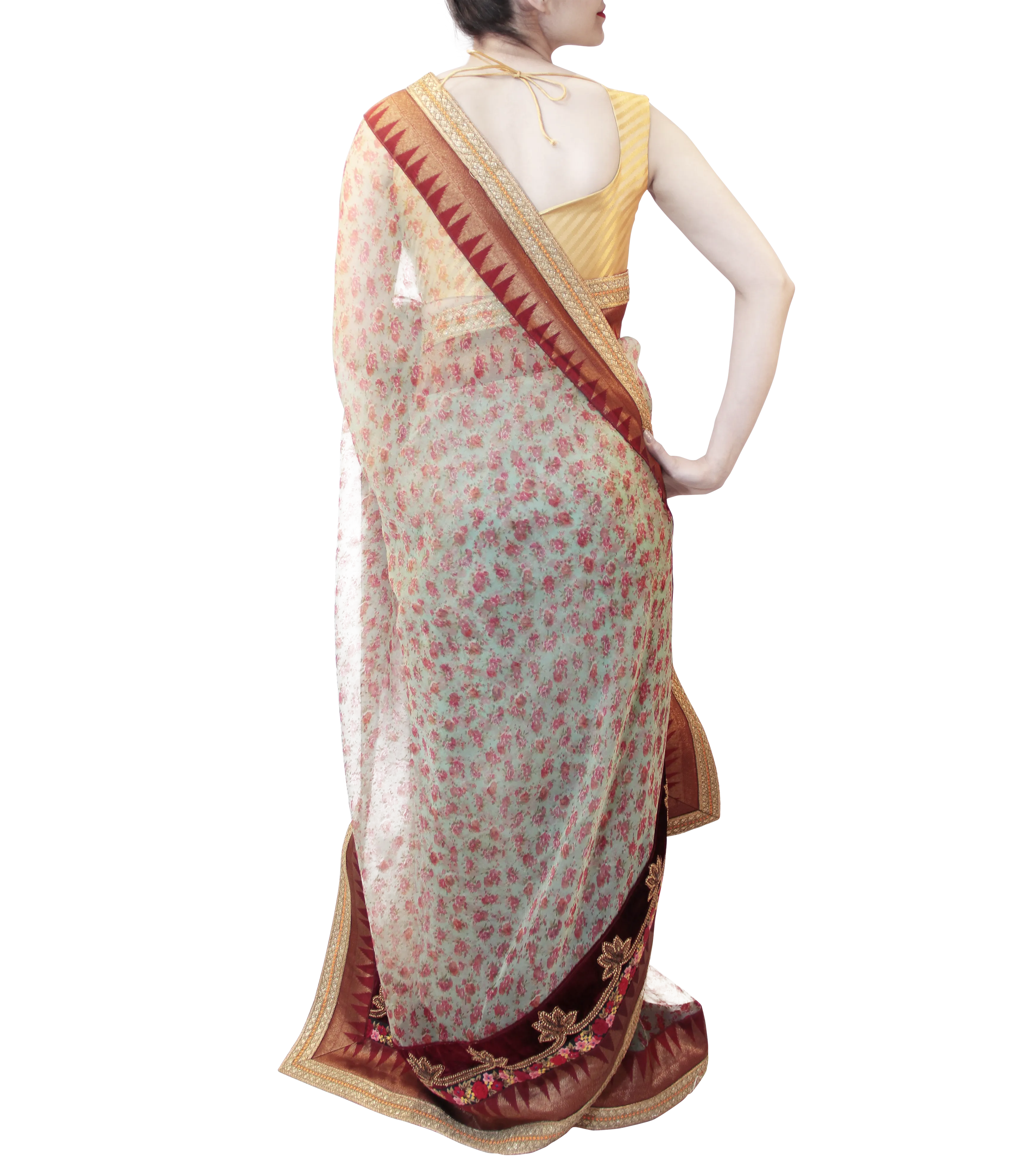 MINT AND MAROON SAREE