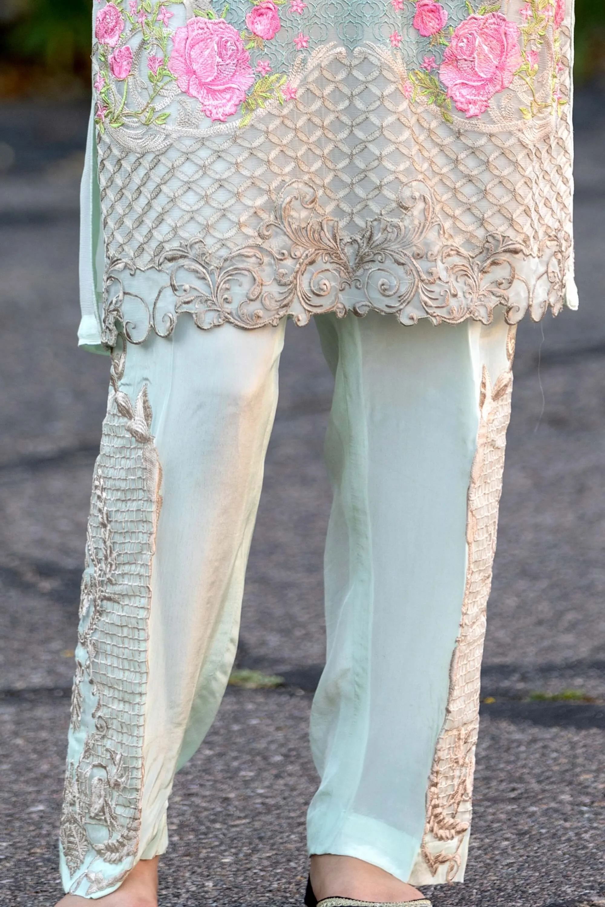 Mint Chiffon Salwar Kameez Suit