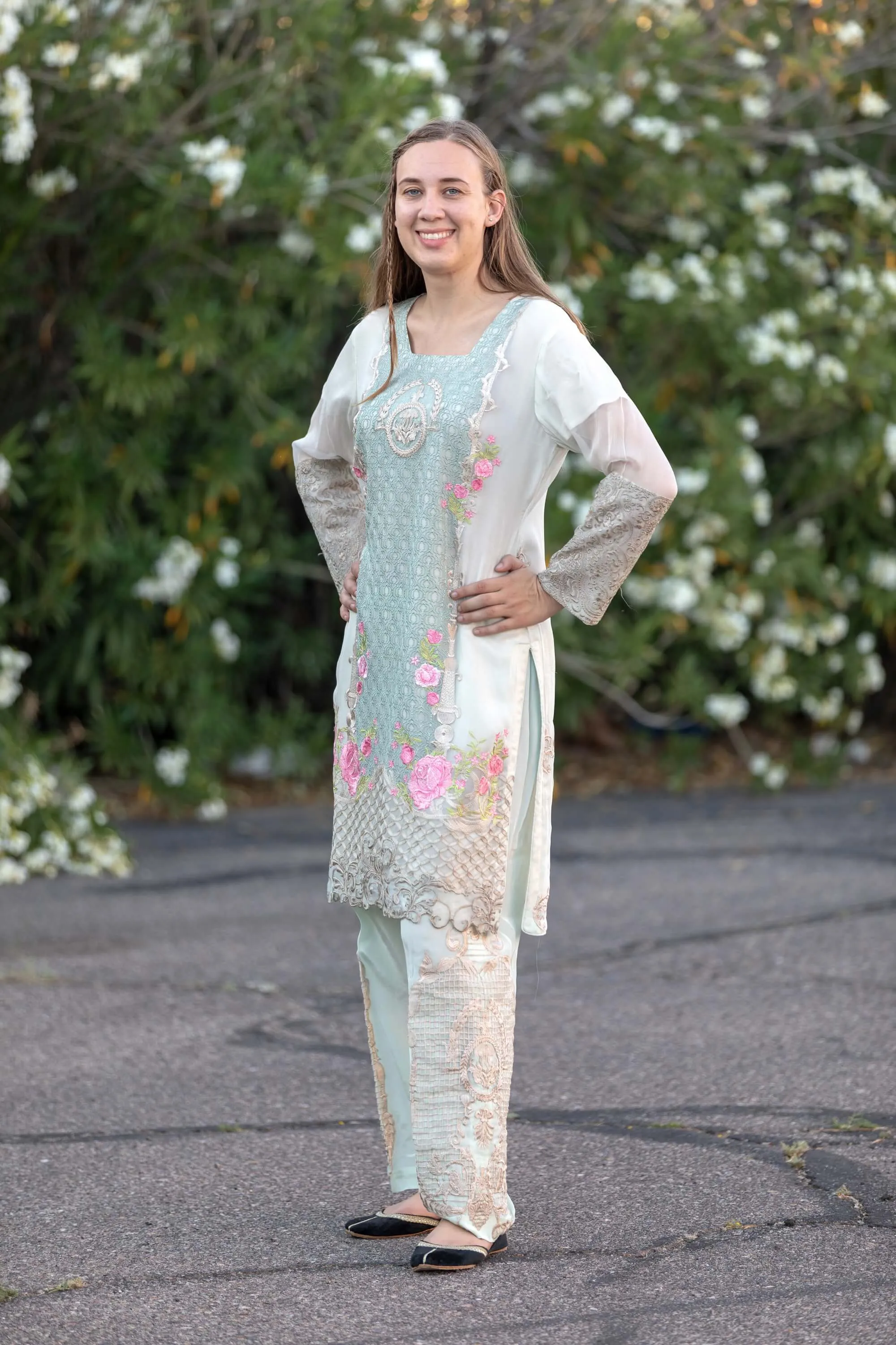 Mint Chiffon Salwar Kameez Suit