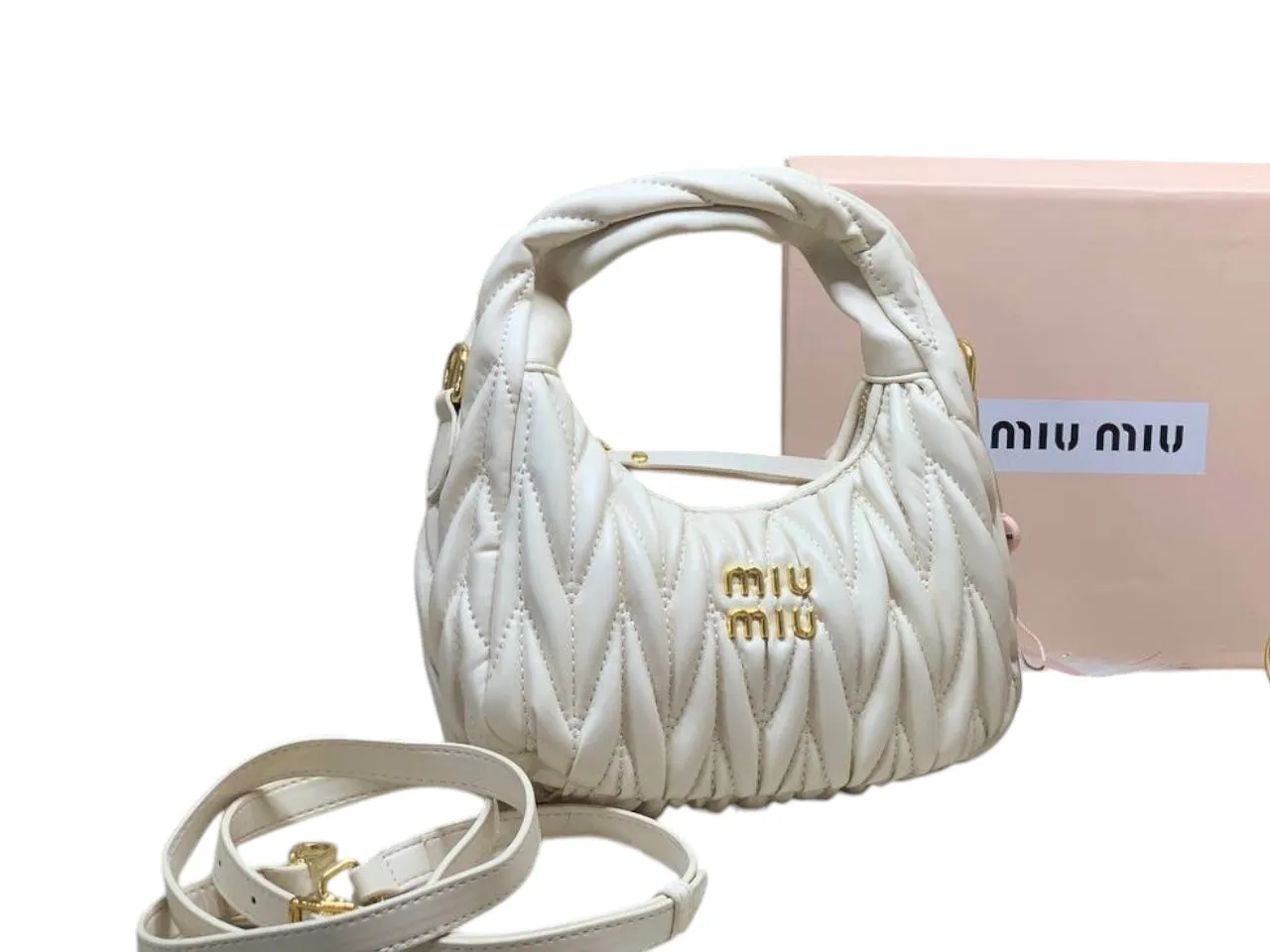Miu Miu Matelassé Nappa Leather Mini Hobo Bag