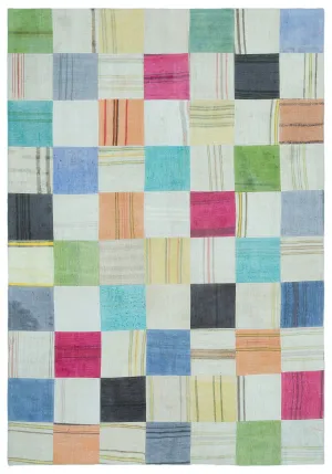 Mixed Over Dyed Kilim Patchwork Unique Rug 5'2'' x 7'4'' ft 157 x 224 cm