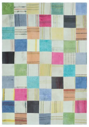Mixed Over Dyed Kilim Patchwork Unique Rug 5'2'' x 7'5'' ft 157 x 226 cm
