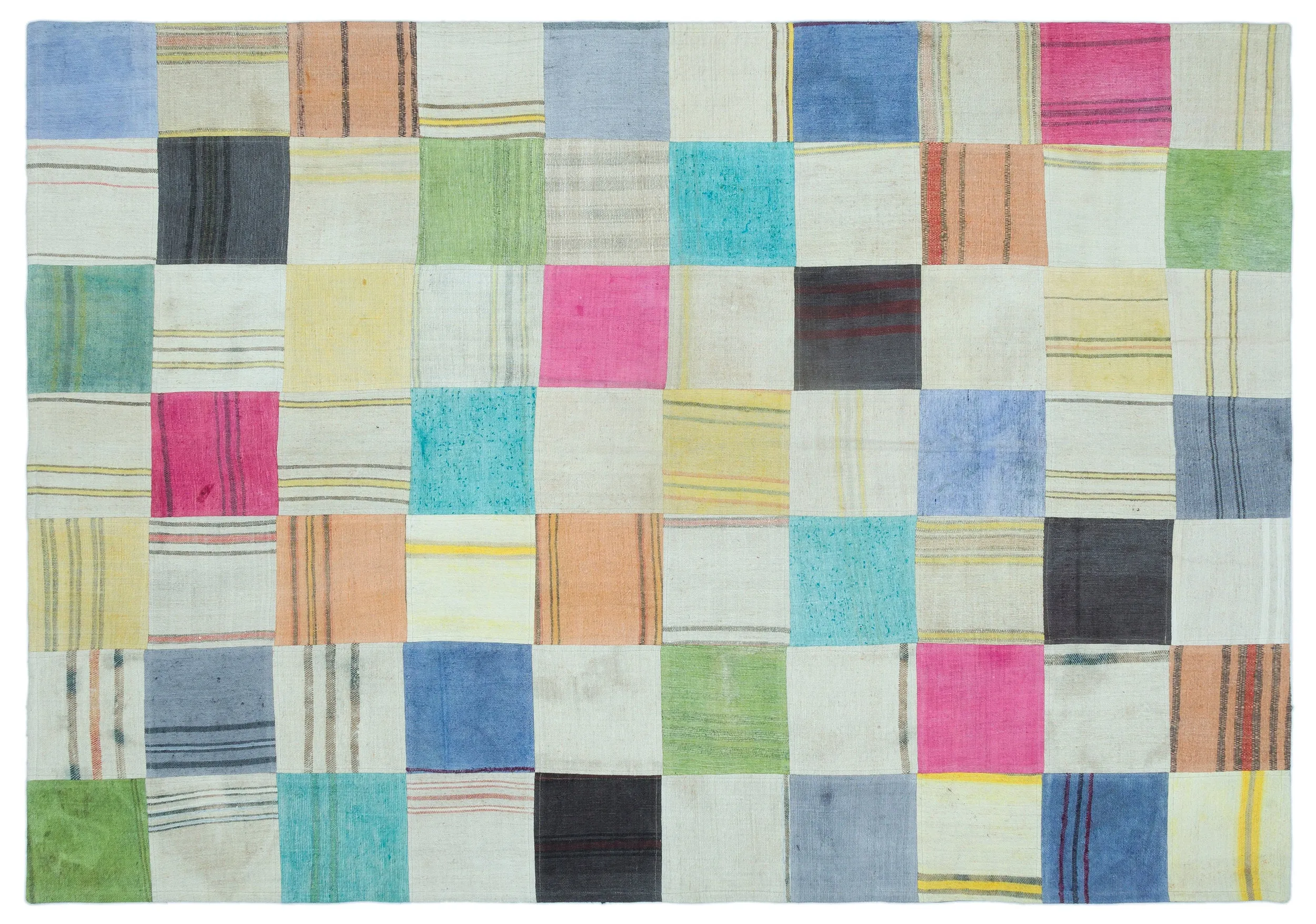 Mixed Over Dyed Kilim Patchwork Unique Rug 5'2'' x 7'5'' ft 157 x 226 cm