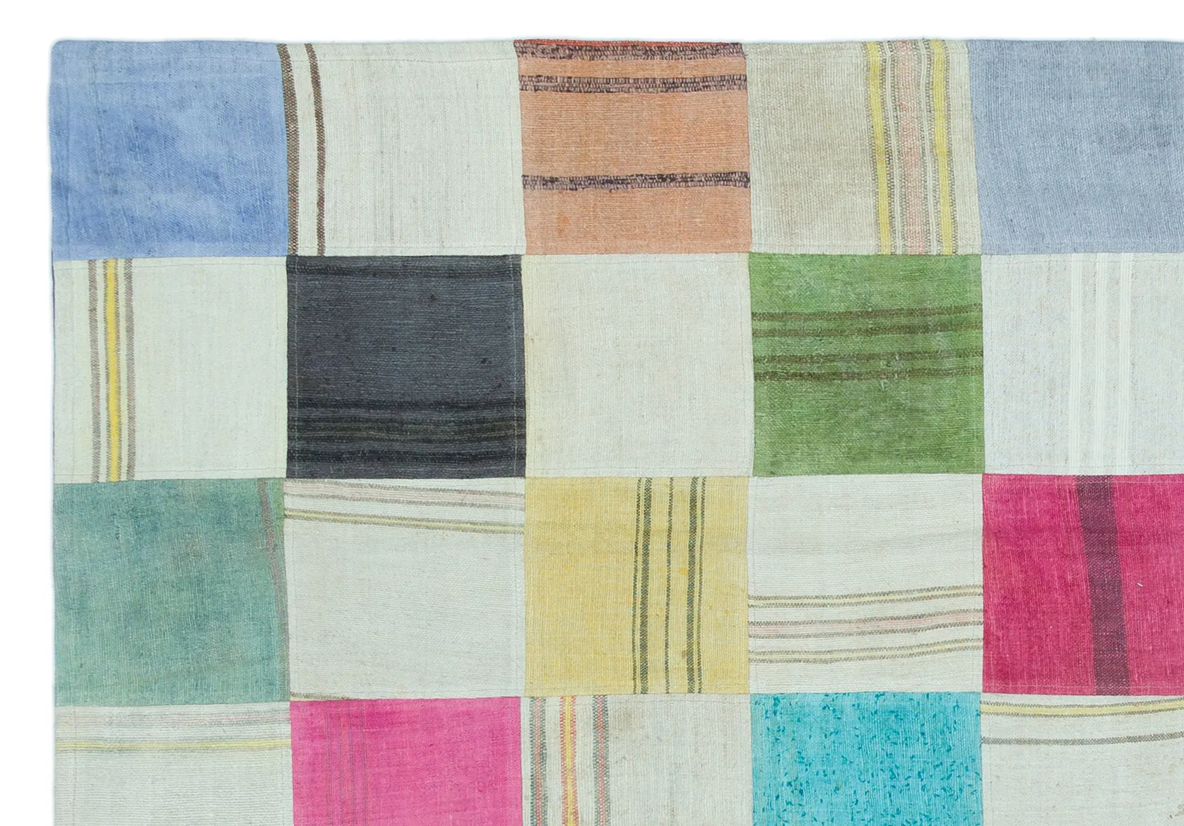 Mixed Over Dyed Kilim Patchwork Unique Rug 5'2'' x 7'7'' ft 158 x 230 cm