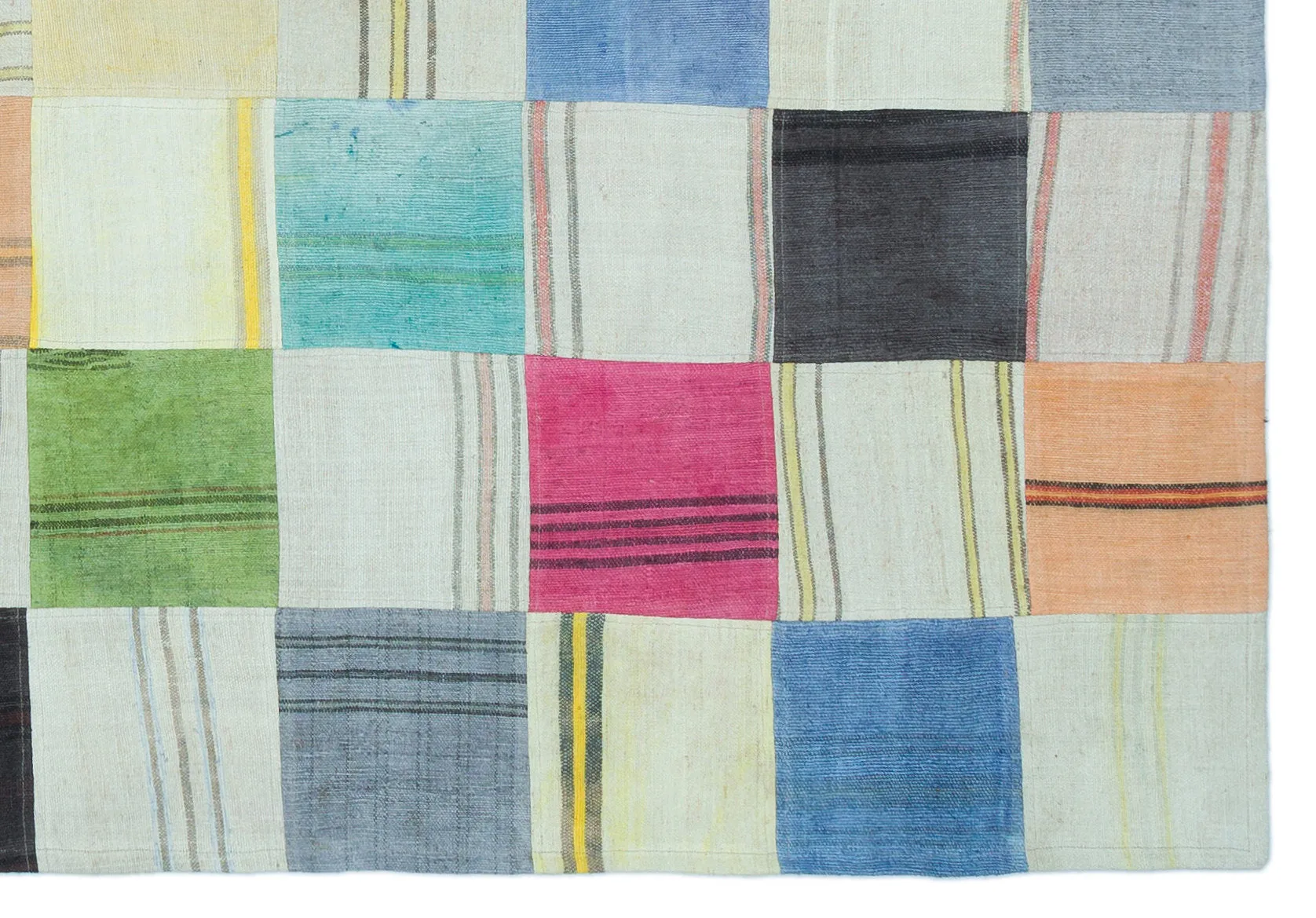 Mixed Over Dyed Kilim Patchwork Unique Rug 5'2'' x 7'7'' ft 158 x 230 cm