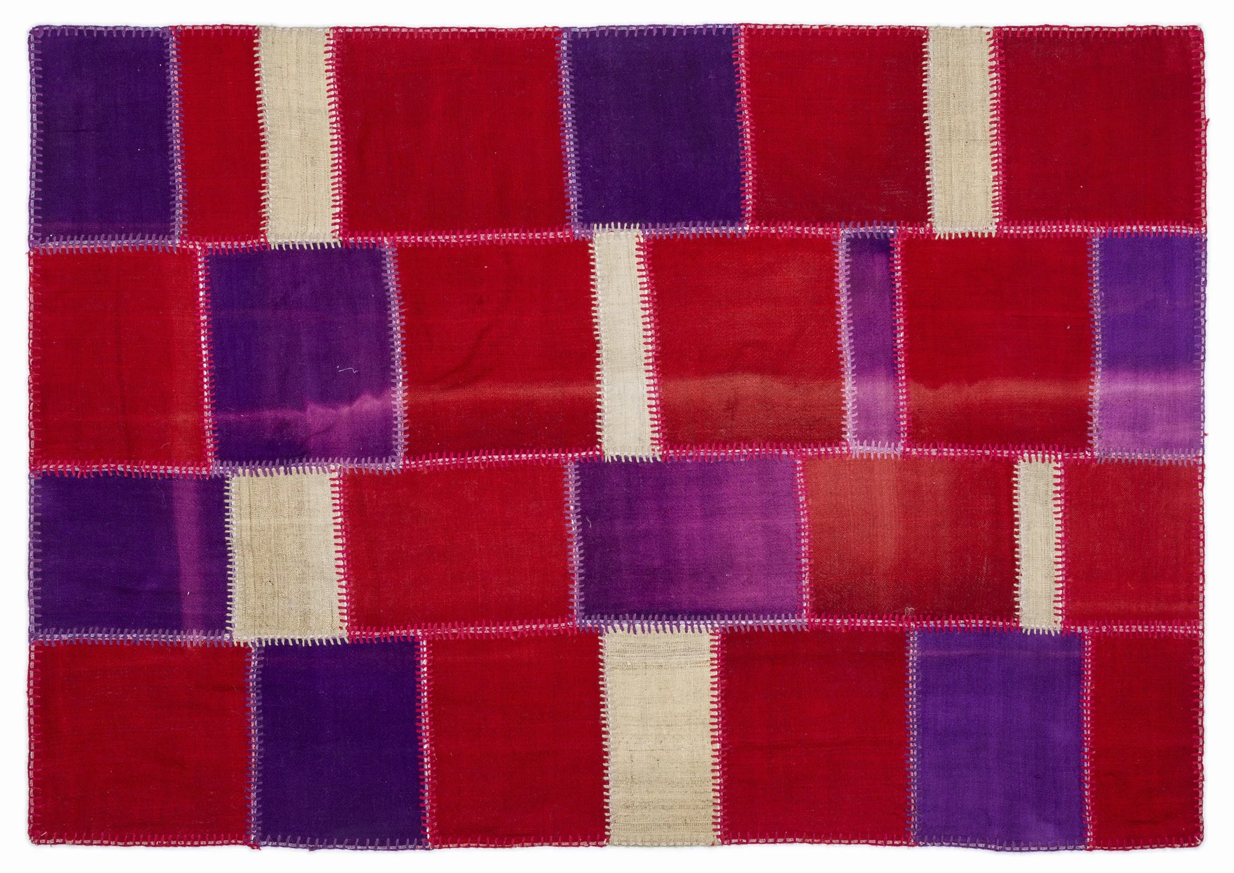 Mixed Over Dyed Kilim Patchwork Unique Rug 5'3'' x 7'7'' ft 160 x 230 cm