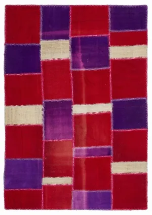 Mixed Over Dyed Kilim Patchwork Unique Rug 5'3'' x 7'7'' ft 160 x 230 cm
