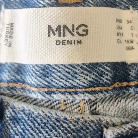 MNG Mango Two-Tone Straight Cropped High Waist Blue Jeans Size 34