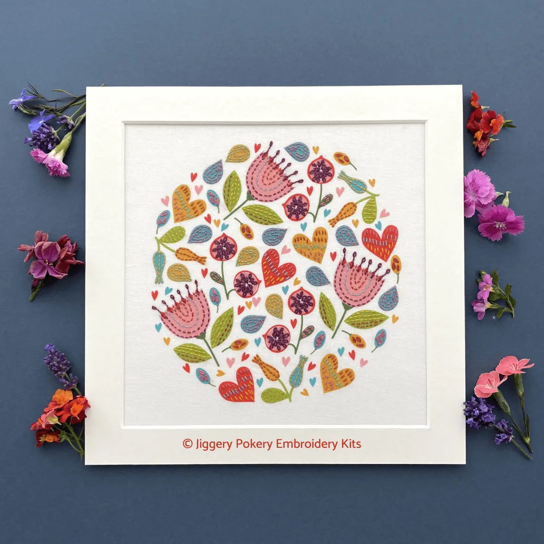 Modern floral embroidery pattern