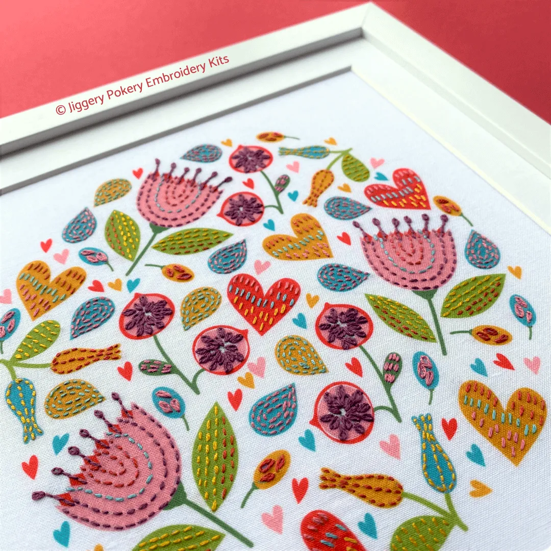 Modern floral embroidery pattern