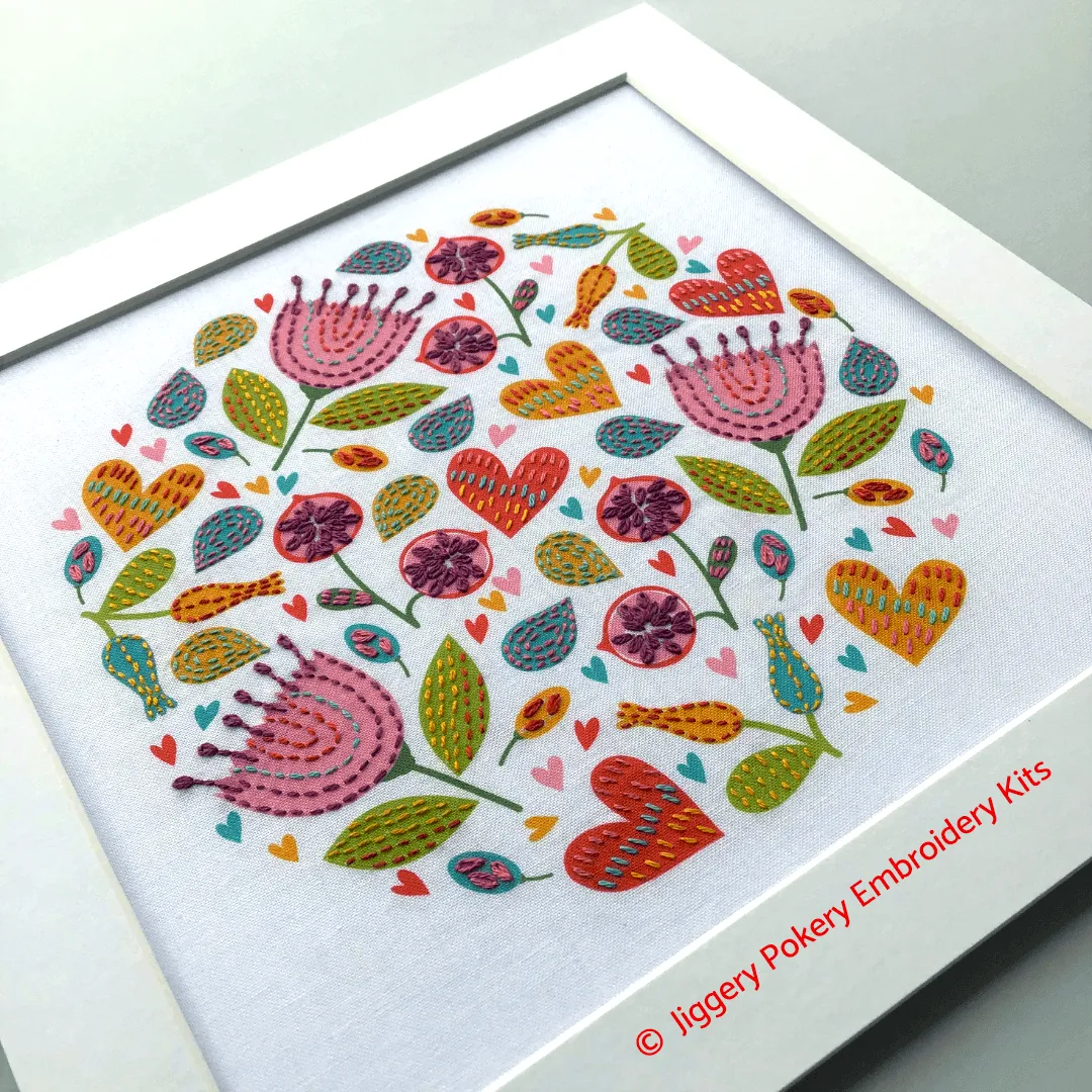 Modern floral embroidery pattern