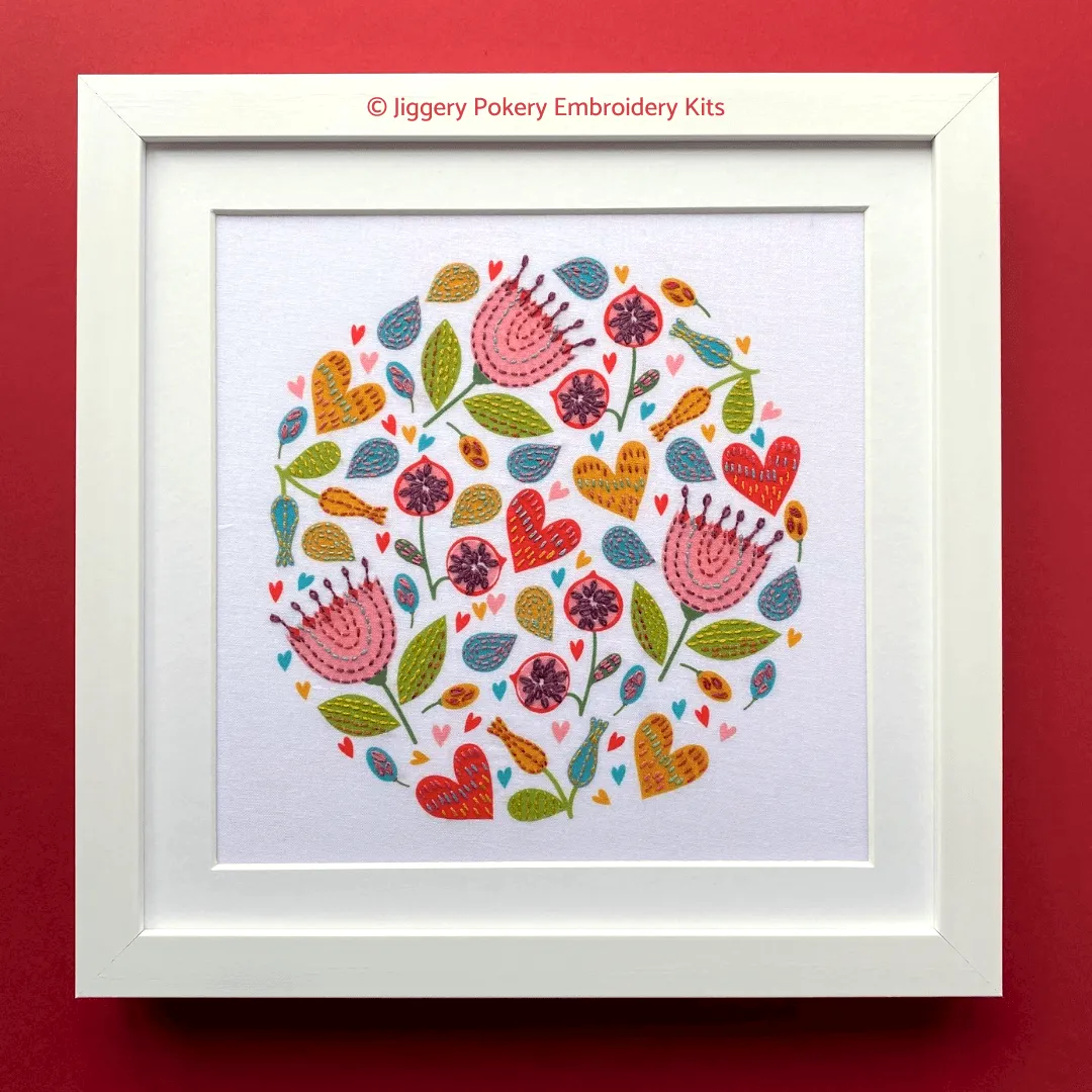 Modern floral embroidery pattern