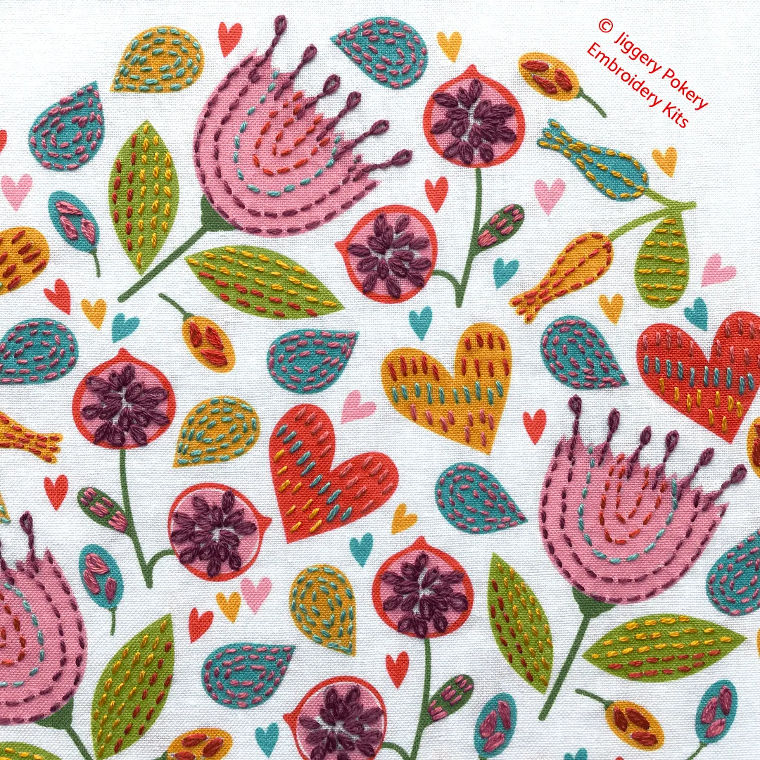 Modern floral embroidery pattern