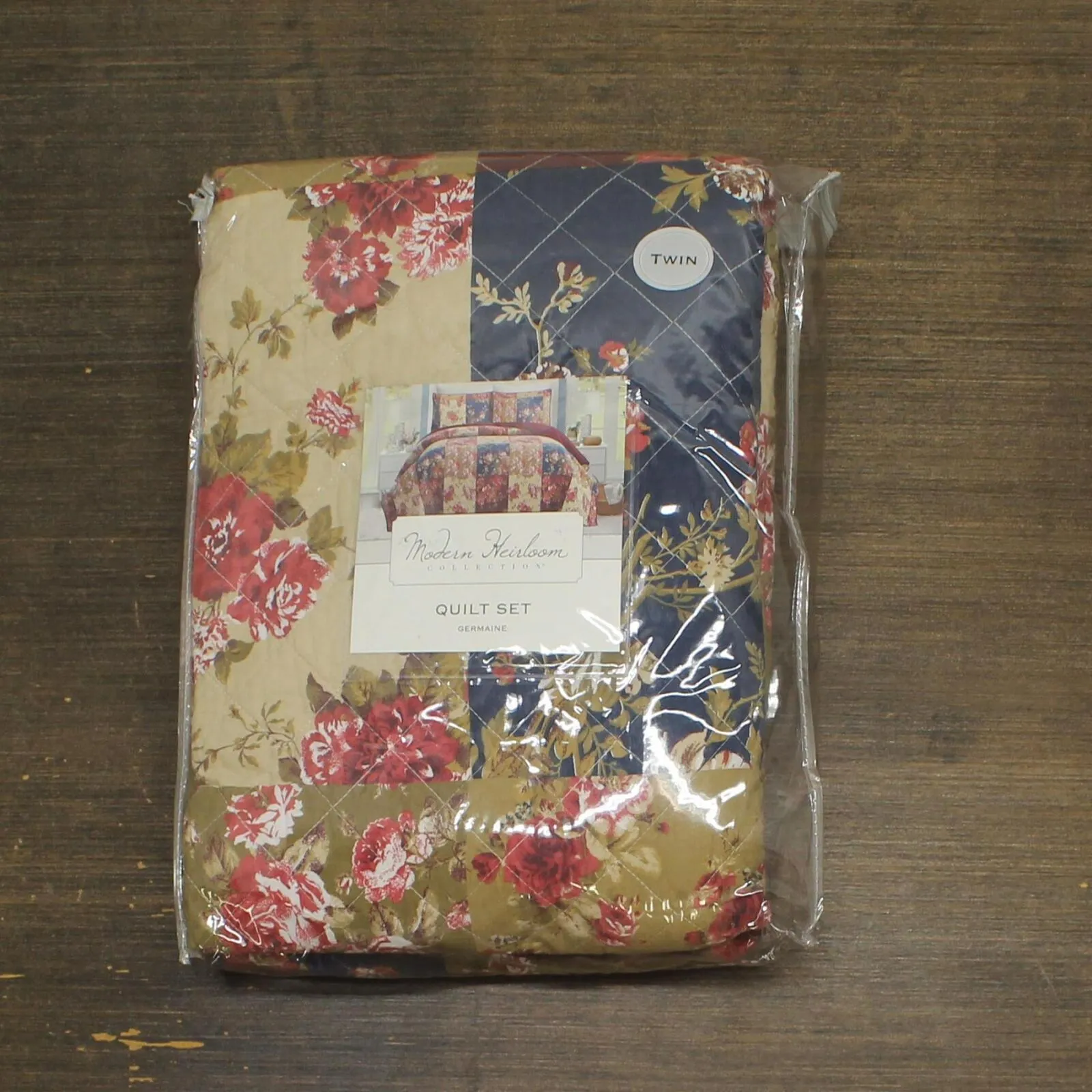 Modern Heirloom 2pc Cotton Germaine Quilt Set Navy / Burgundy / Gold Twin