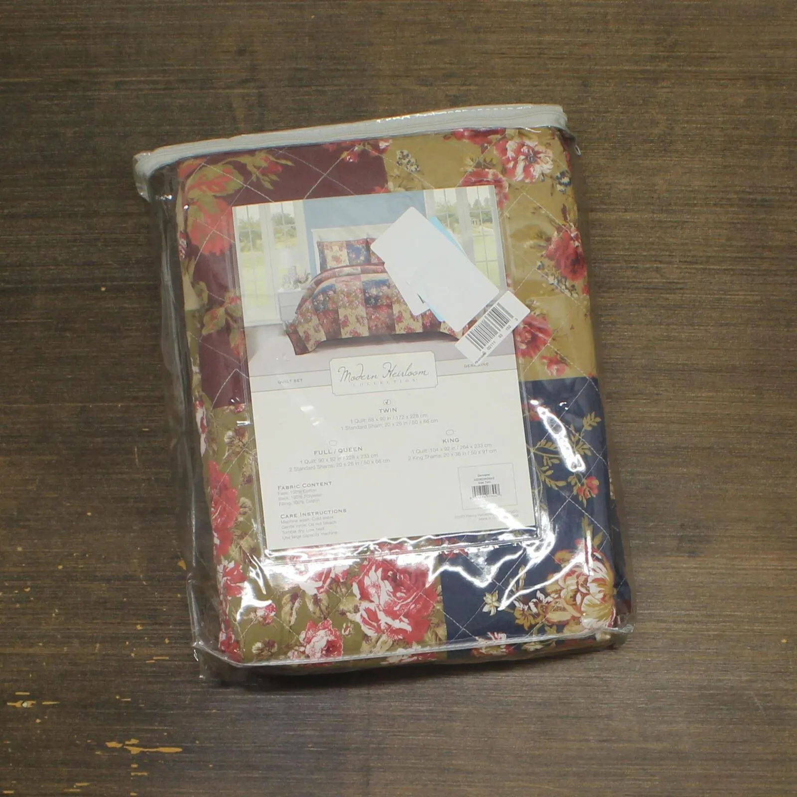 Modern Heirloom 2pc Cotton Germaine Quilt Set Navy / Burgundy / Gold Twin
