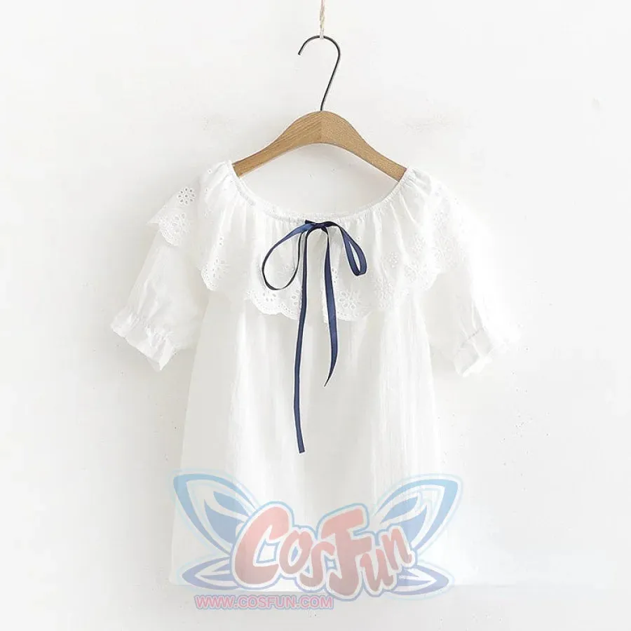 Mori Girl Sweet Lace Collar Shirt S22289