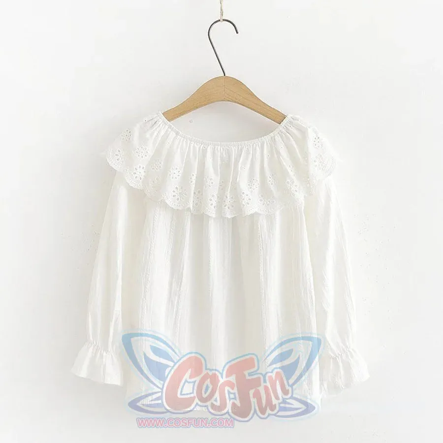 Mori Girl Sweet Lace Collar Shirt S22289