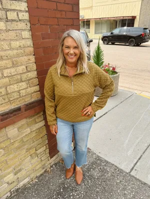 Moss Half Zip Pullover Sweatshirt Top
