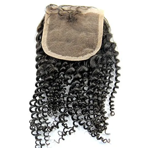 MsFenda Hair 100% Brazilian Human Hair Kinky Curly Hair 1 Pcs Lace Closure (4*4)