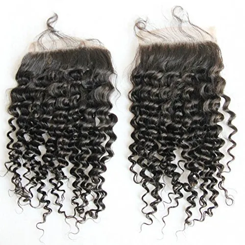 MsFenda Hair 100% Brazilian Human Hair Kinky Curly Hair 1 Pcs Lace Closure (4*4)