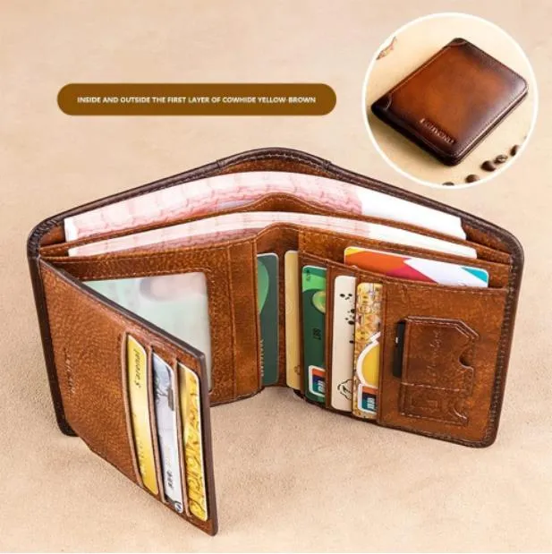 Multi-functional RFID Blocking Waterproof Durable Genuine Leather Wallet - Last Day 49% OFF