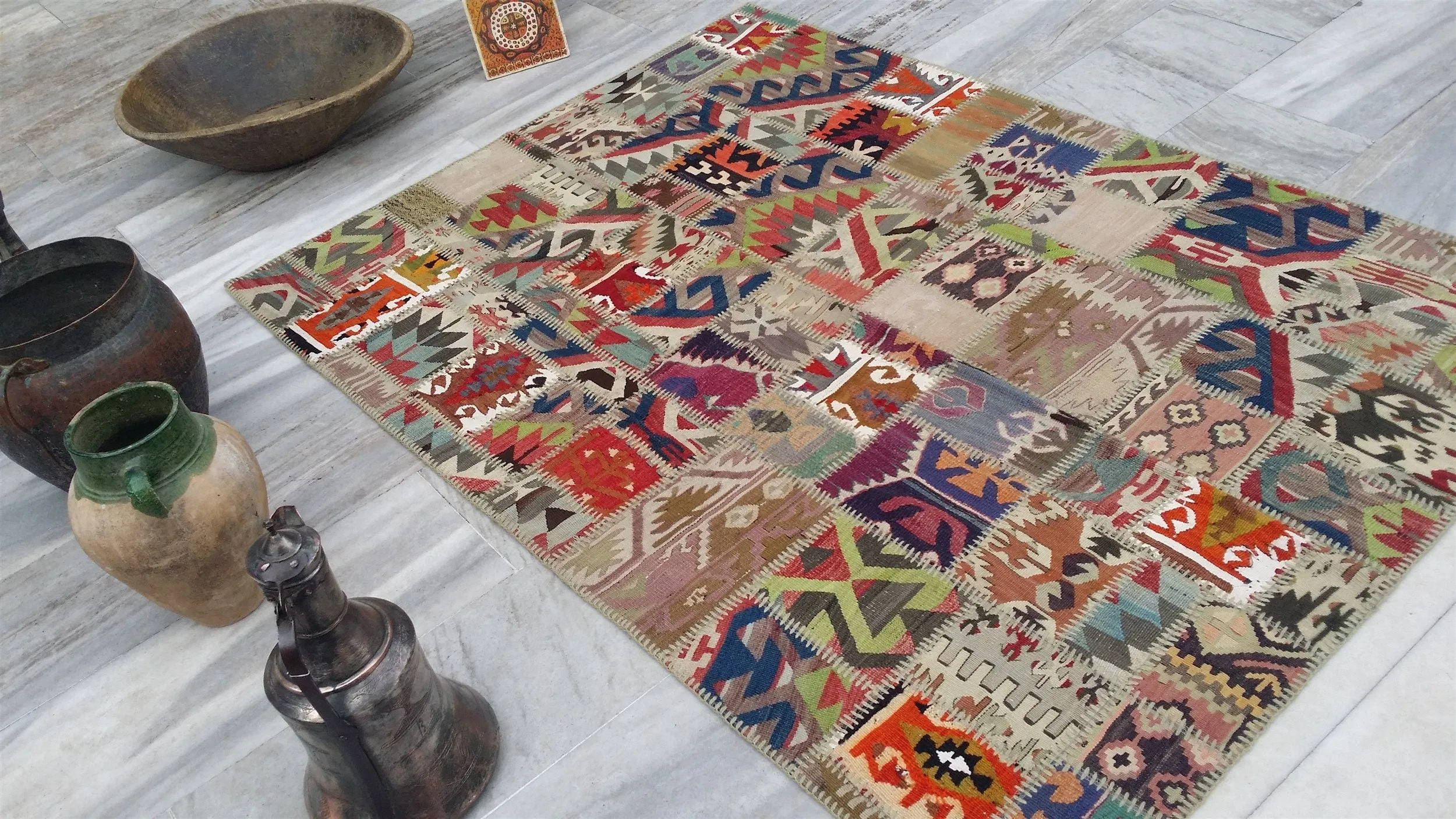 Multicolour Patchwork Kilim Rug 6'3''x4'6''