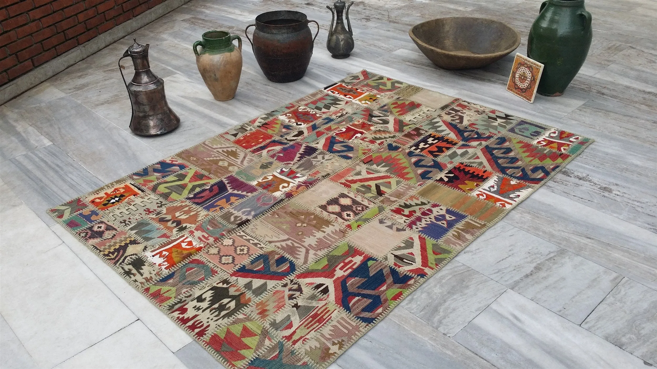 Multicolour Patchwork Kilim Rug 6'3''x4'6''
