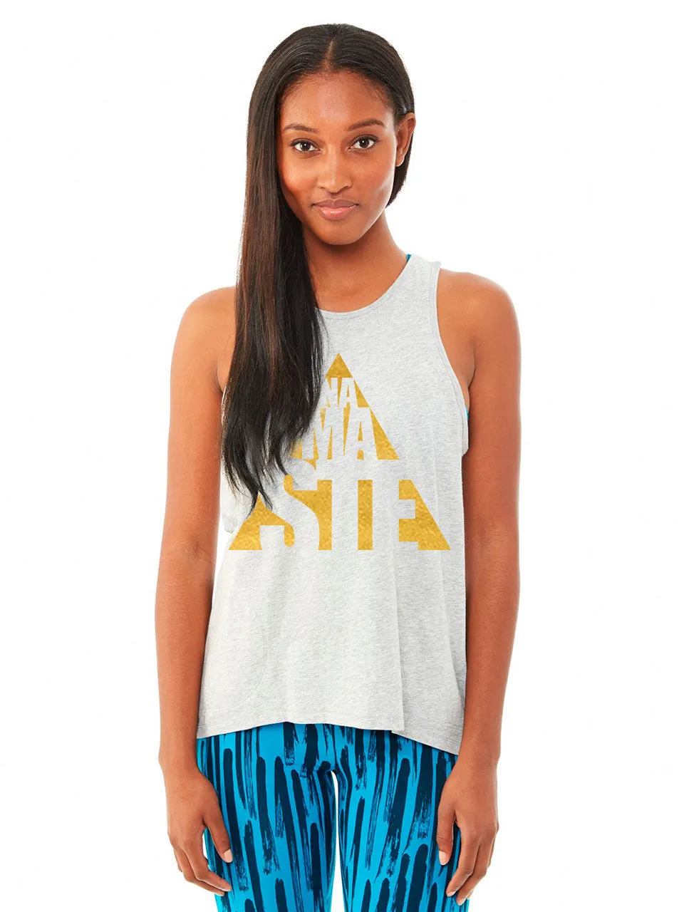 Namasté Pocket Yoga Tank - Heather Gray with Gold Foil