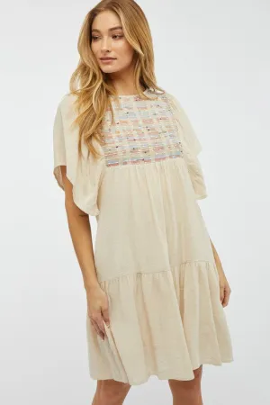 Natural Boho Flutter Dress