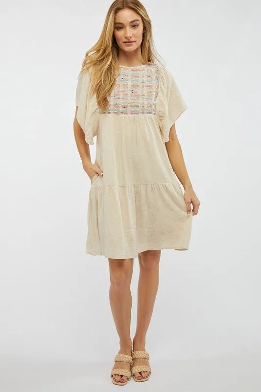 Natural Boho Flutter Dress