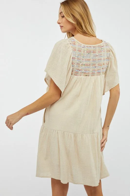 Natural Boho Flutter Dress