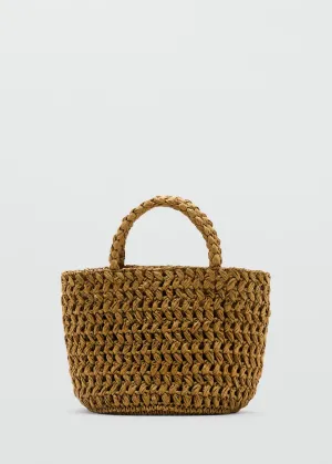 Natural fiber double handle bucket bag