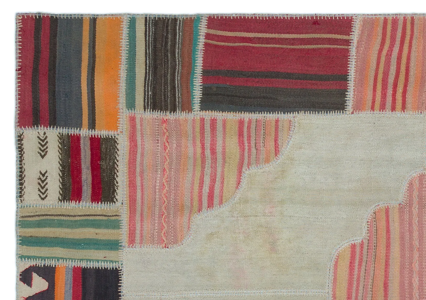 Naturel Over Dyed Kilim Patchwork Unique Rug 5'3'' x 7'5'' ft 160 x 226 cm
