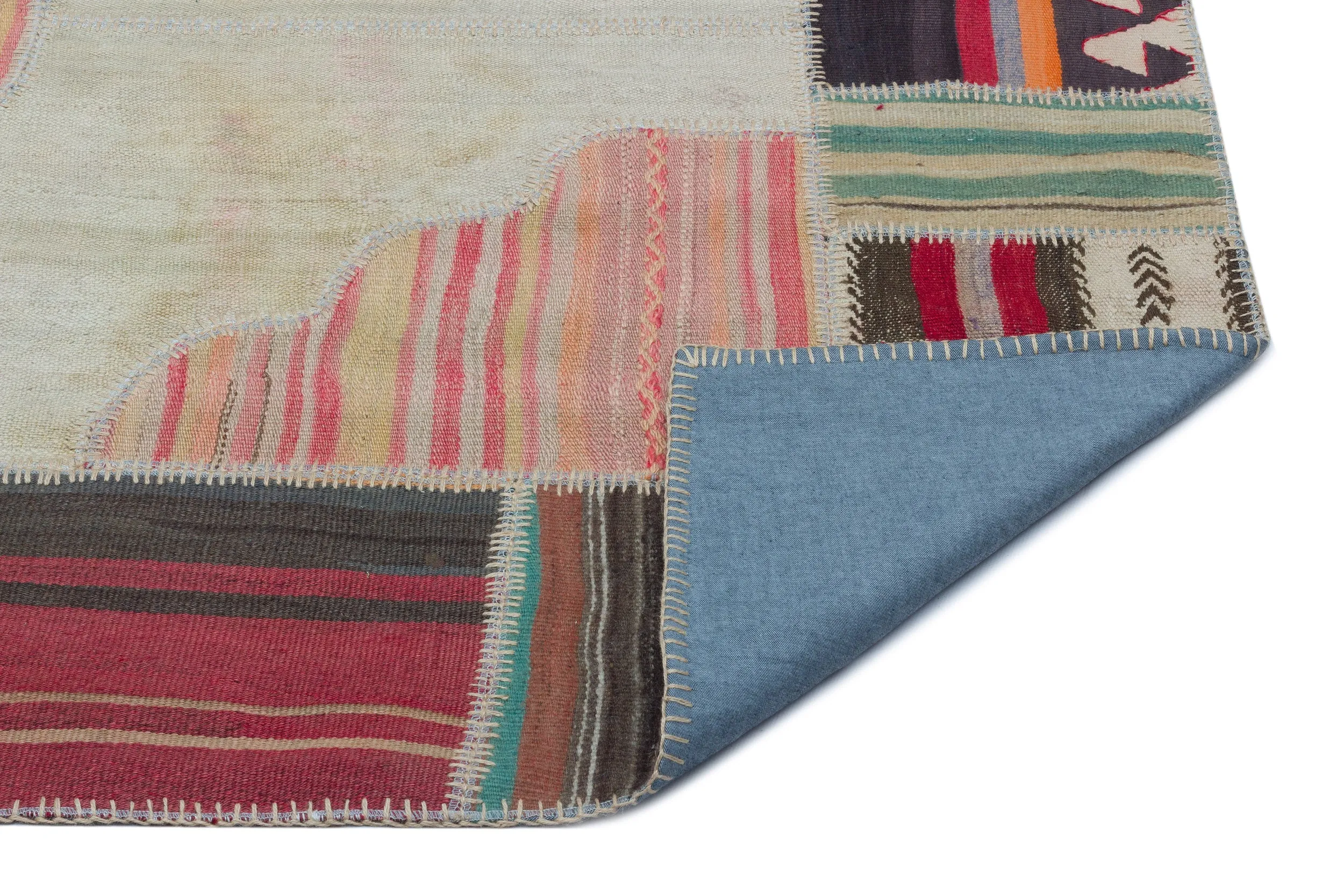 Naturel Over Dyed Kilim Patchwork Unique Rug 5'3'' x 7'5'' ft 160 x 226 cm