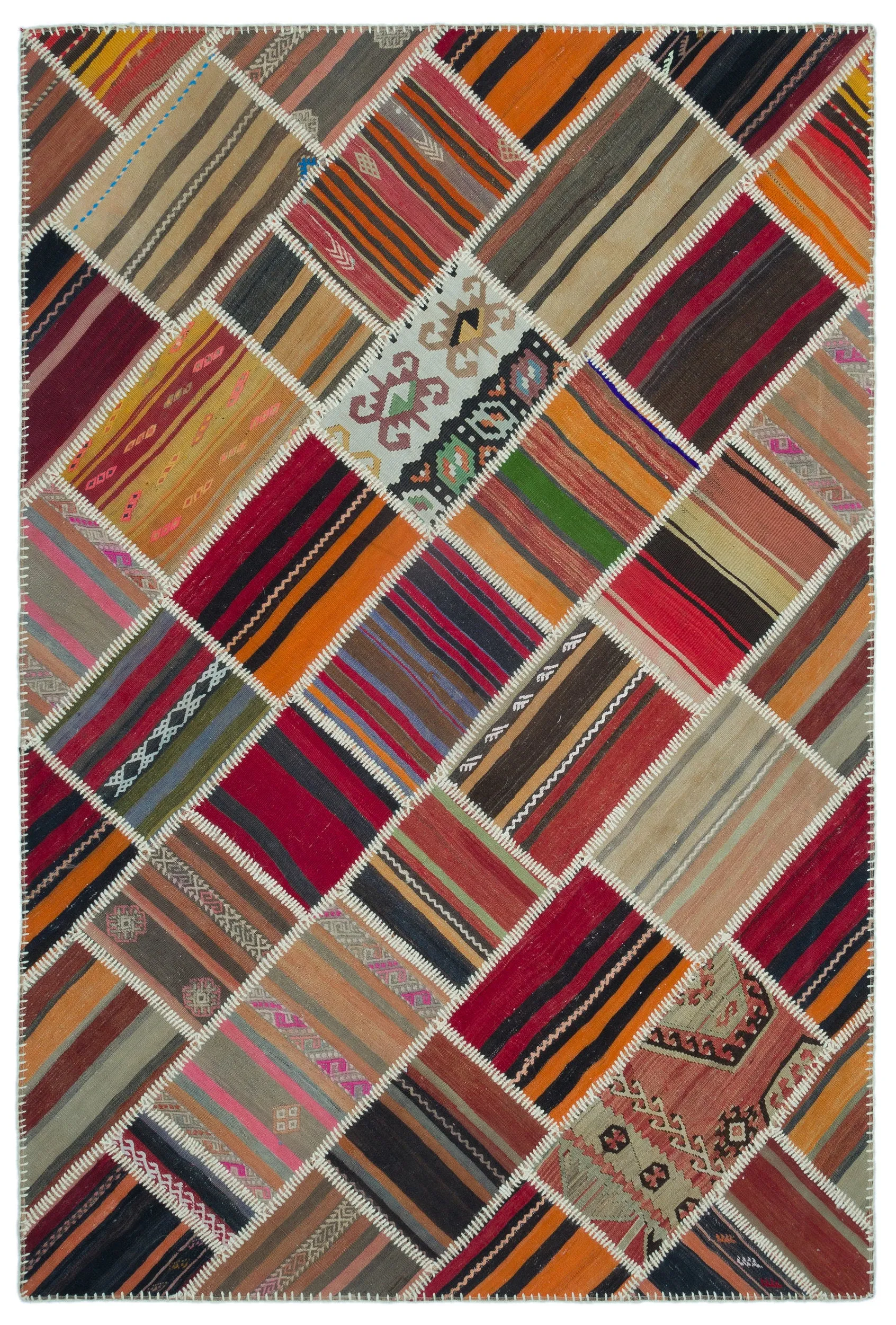 Naturel Over Dyed Kilim Patchwork Unique Rug 5'3'' x 7'9'' ft 160 x 236 cm