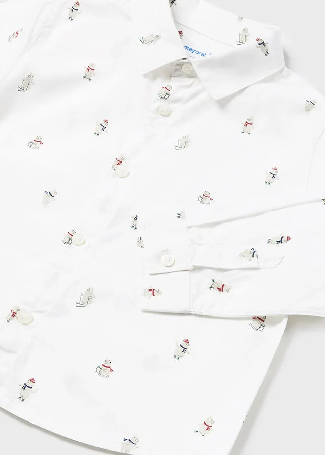 NEW AW24 Mayoral Boys Bear Print Shirt 2188 63