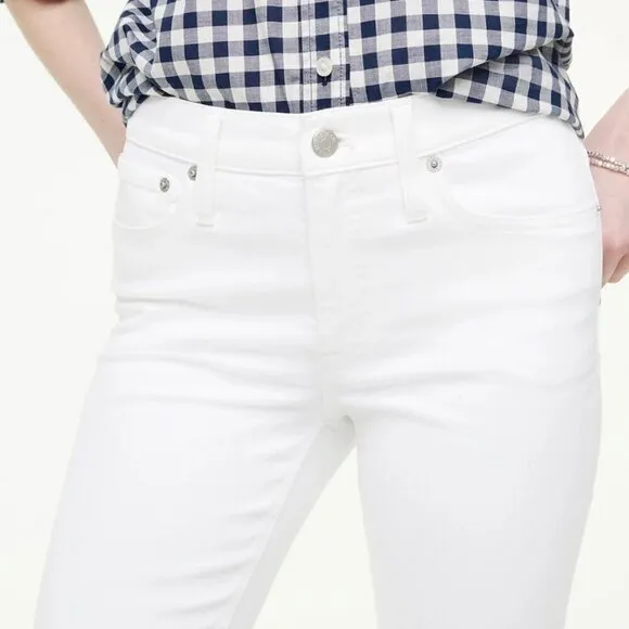 NEW J. Crew Raw Hem Flare Crop White Jean in Signature Stretch Size 25 NWT