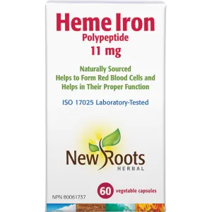 New Roots Heme Iron Polypeptide 11mg 60 Vegetarian Capsules