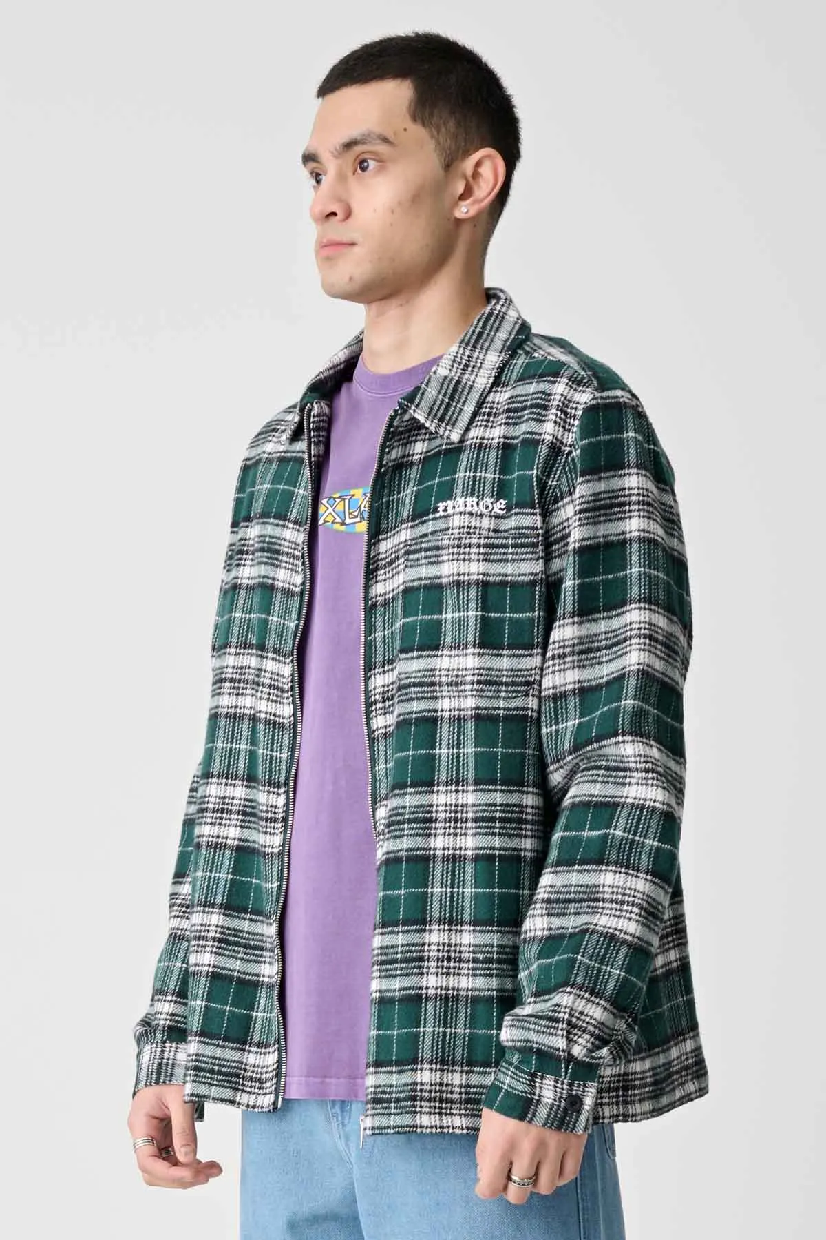 OLD ENGLISH CHECK ZIP SHIRT - GREEN