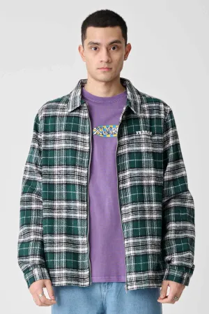 OLD ENGLISH CHECK ZIP SHIRT - GREEN