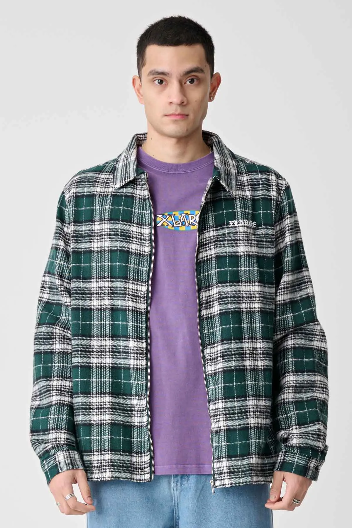 OLD ENGLISH CHECK ZIP SHIRT - GREEN