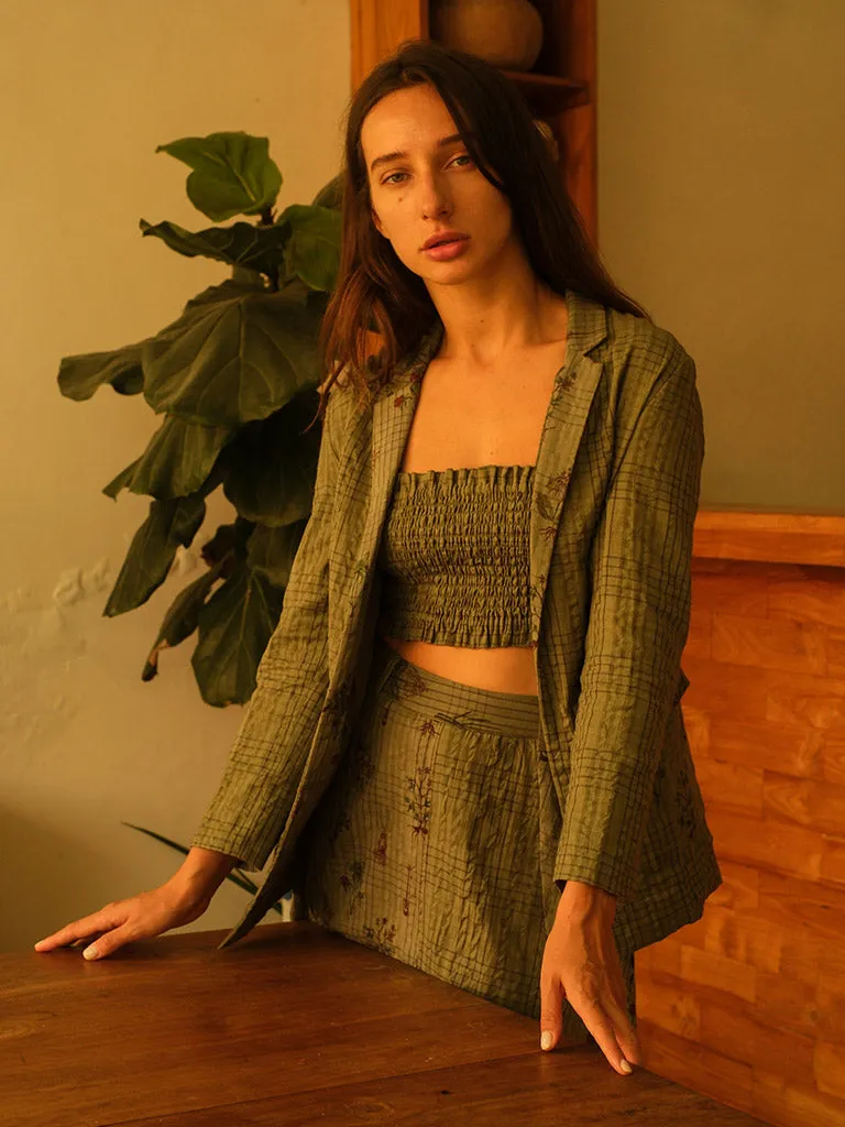 Olive Blazer and Skirt Set