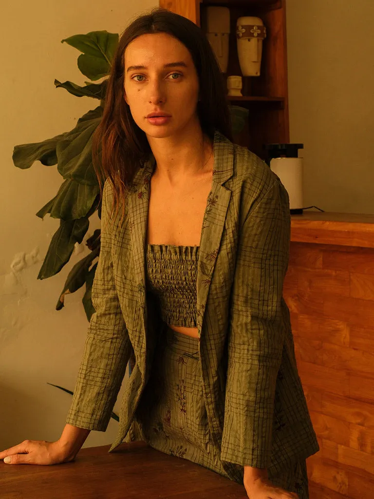 Olive Blazer and Skirt Set