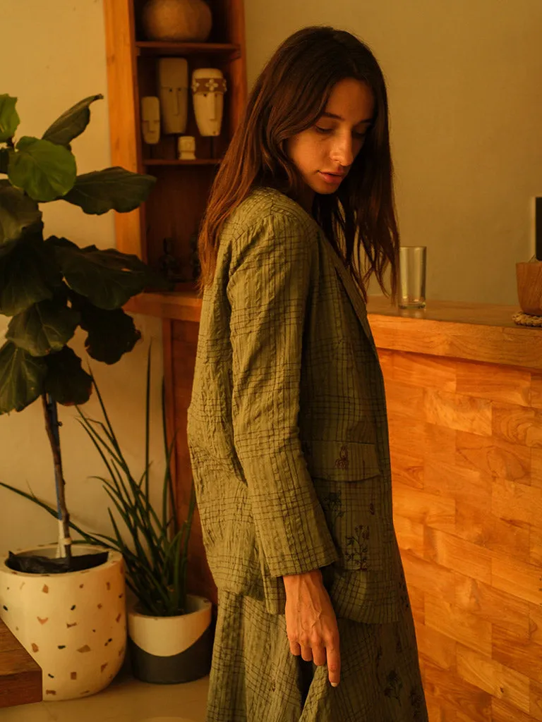Olive Blazer and Skirt Set
