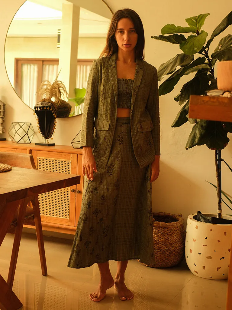 Olive Blazer and Skirt Set