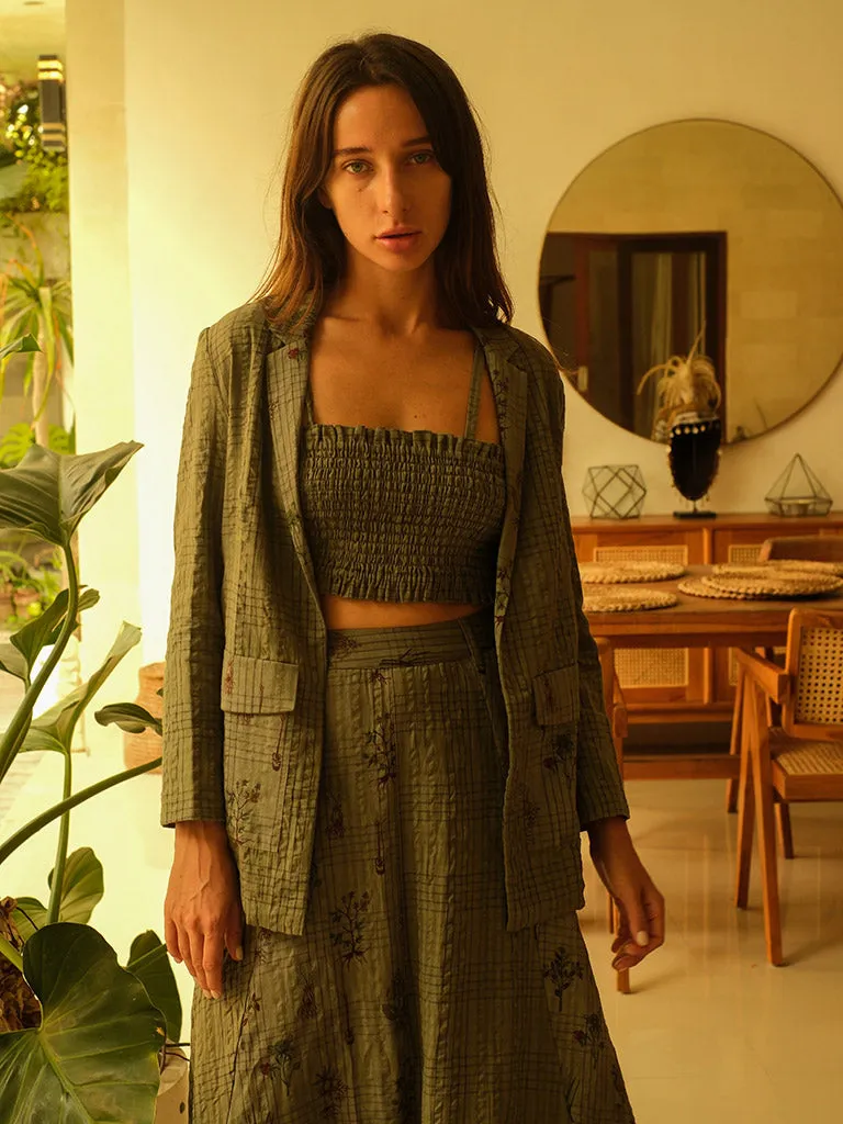 Olive Blazer and Skirt Set