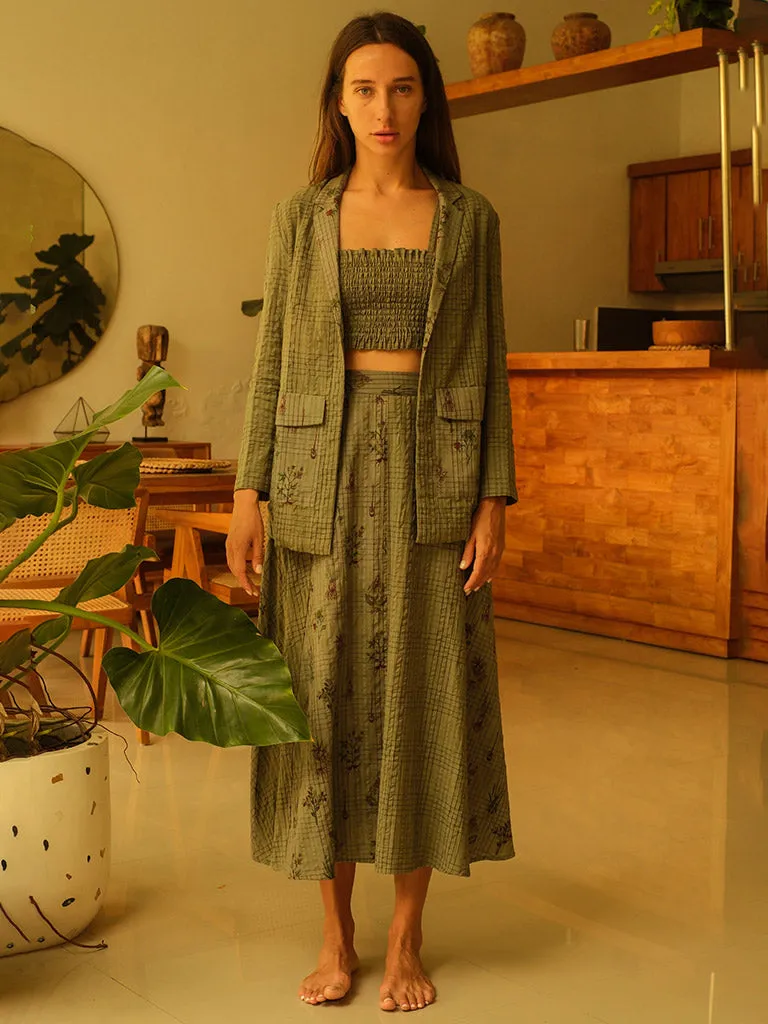 Olive Blazer and Skirt Set