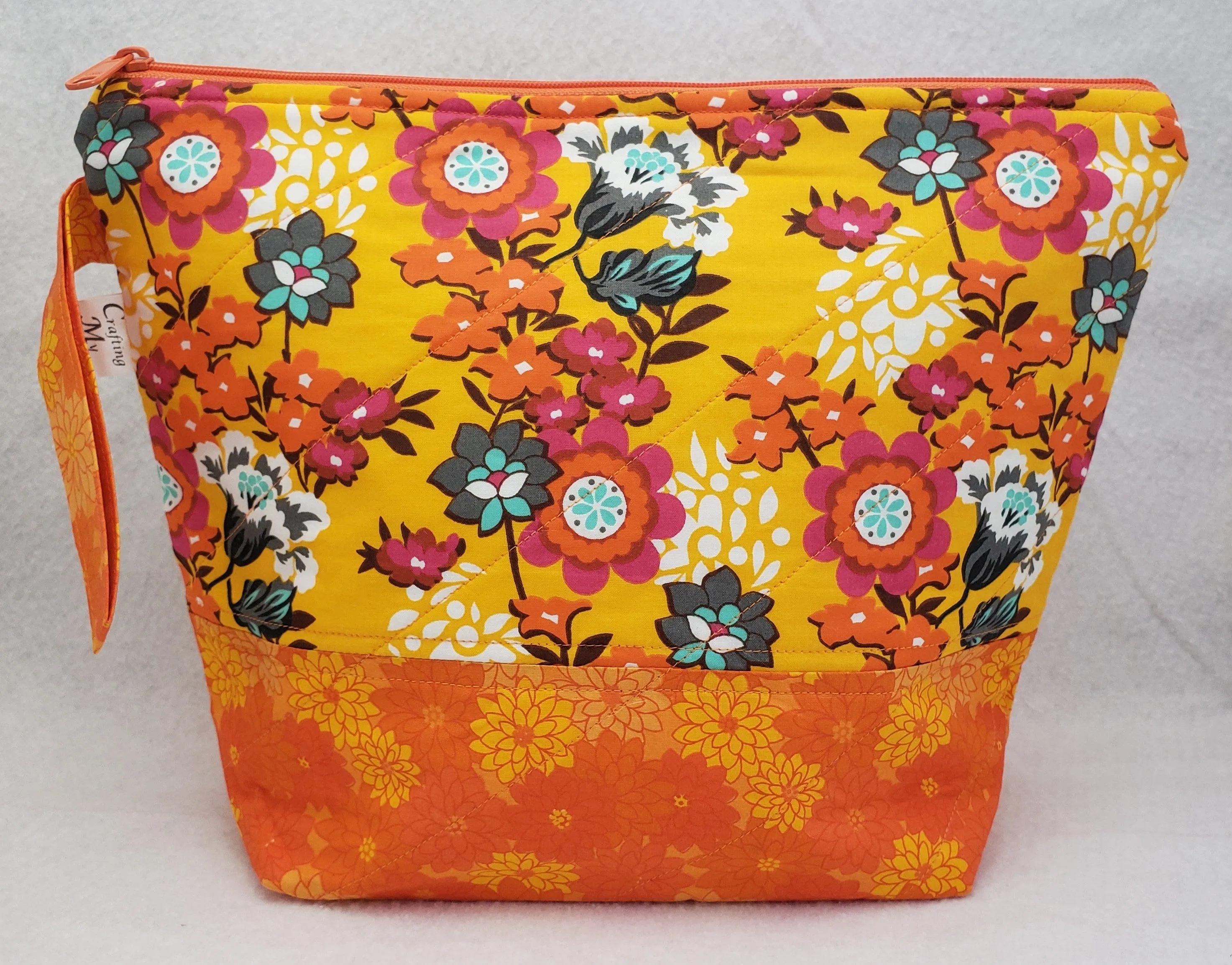 Orange Floral - Project Bag - Medium